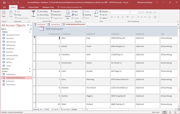MS Access修改窗体