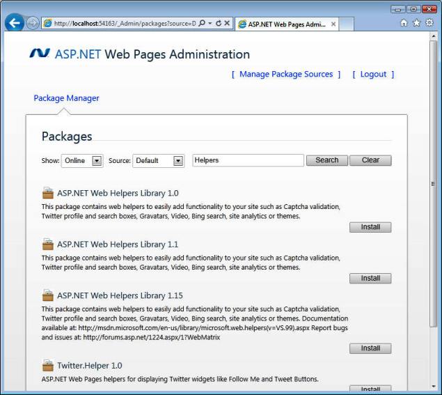 Web Pages - 帮助器 