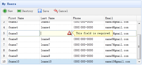 创建 CRUD 数据网格(DataGrid)