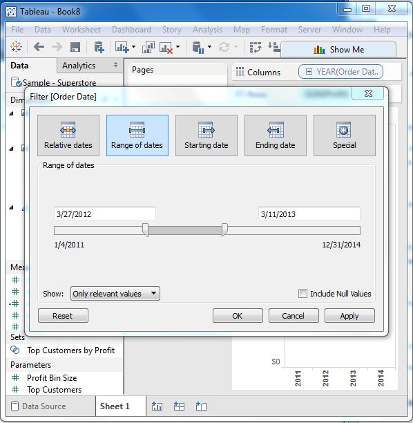 Tableau 基本过滤器