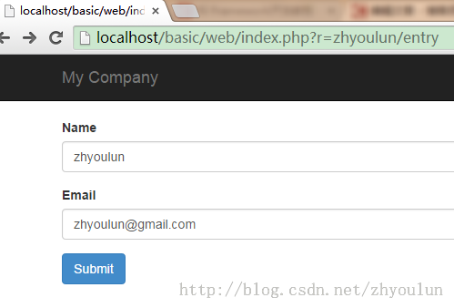 Yii Framework2.0开发教程(2)使用表单Form